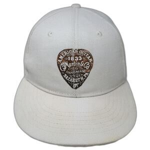 THREE IN Snapback Hat White One Size Martin Guitar Nazareth PA Flat Brim Pick